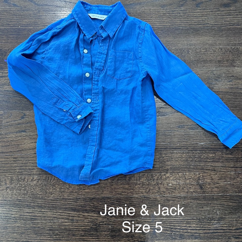Jamie & Jack Blue Linen Button up